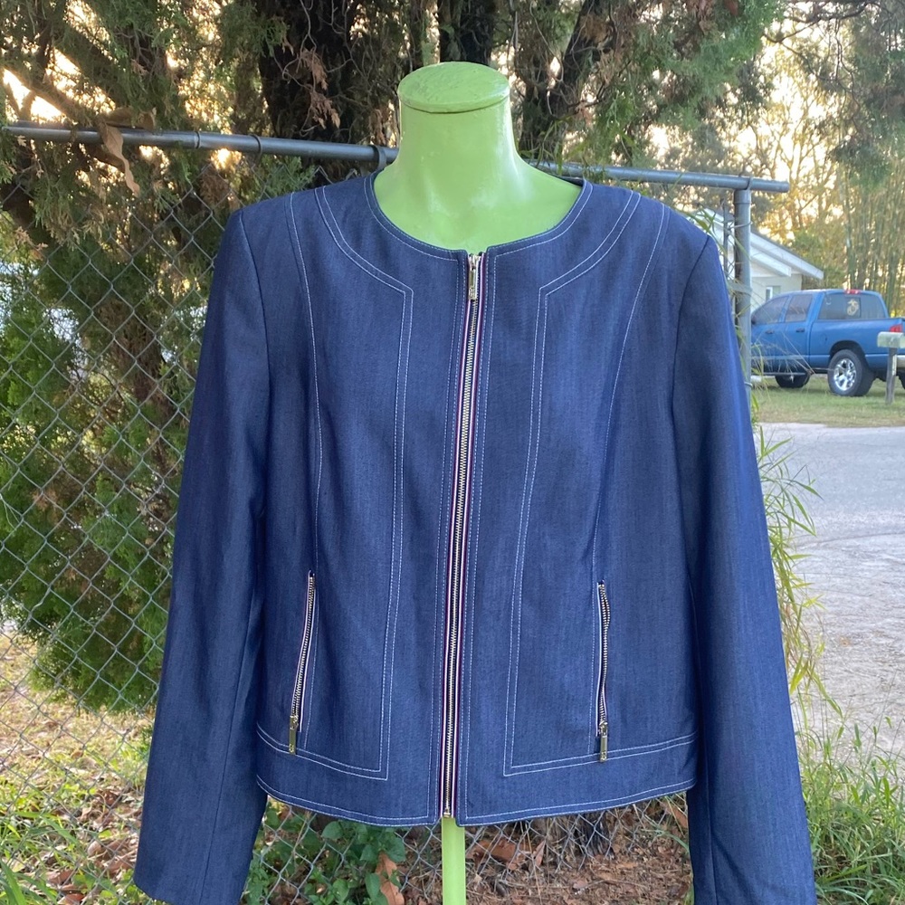 Tommy Hilfiger Denim Zipper Suit Jacket Size 16 NWT
